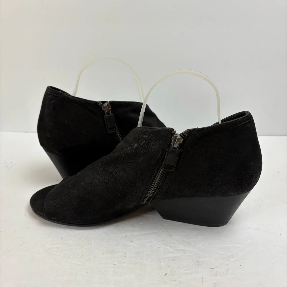 Eileen Fisher Black Nubuck Fig Open Toe Booties Wedge Women’s size 11
